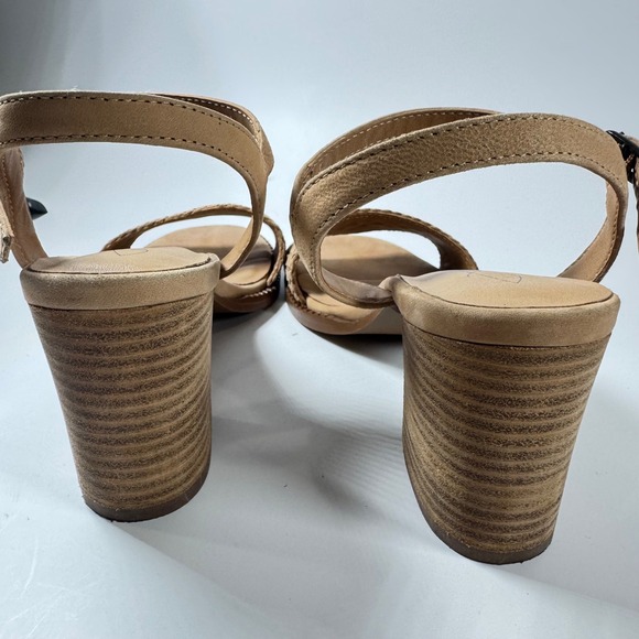 Joie Women Leather Woven Heeled Sandals Tan Ankle Strap Block Heel Size 9 - Picture 3 of 14